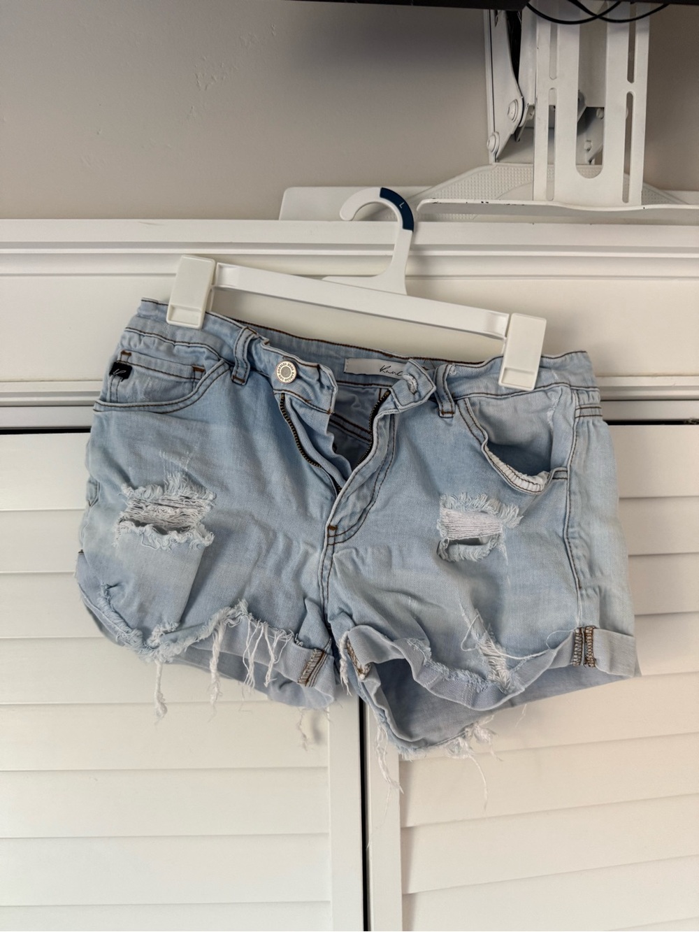 Light Blue Distressed Denim Shorts